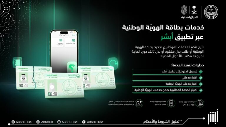 بالخطوات.-خدمات-بطاقة-الهويّة-الوطنية عبر-تطبيق-“أبشر”