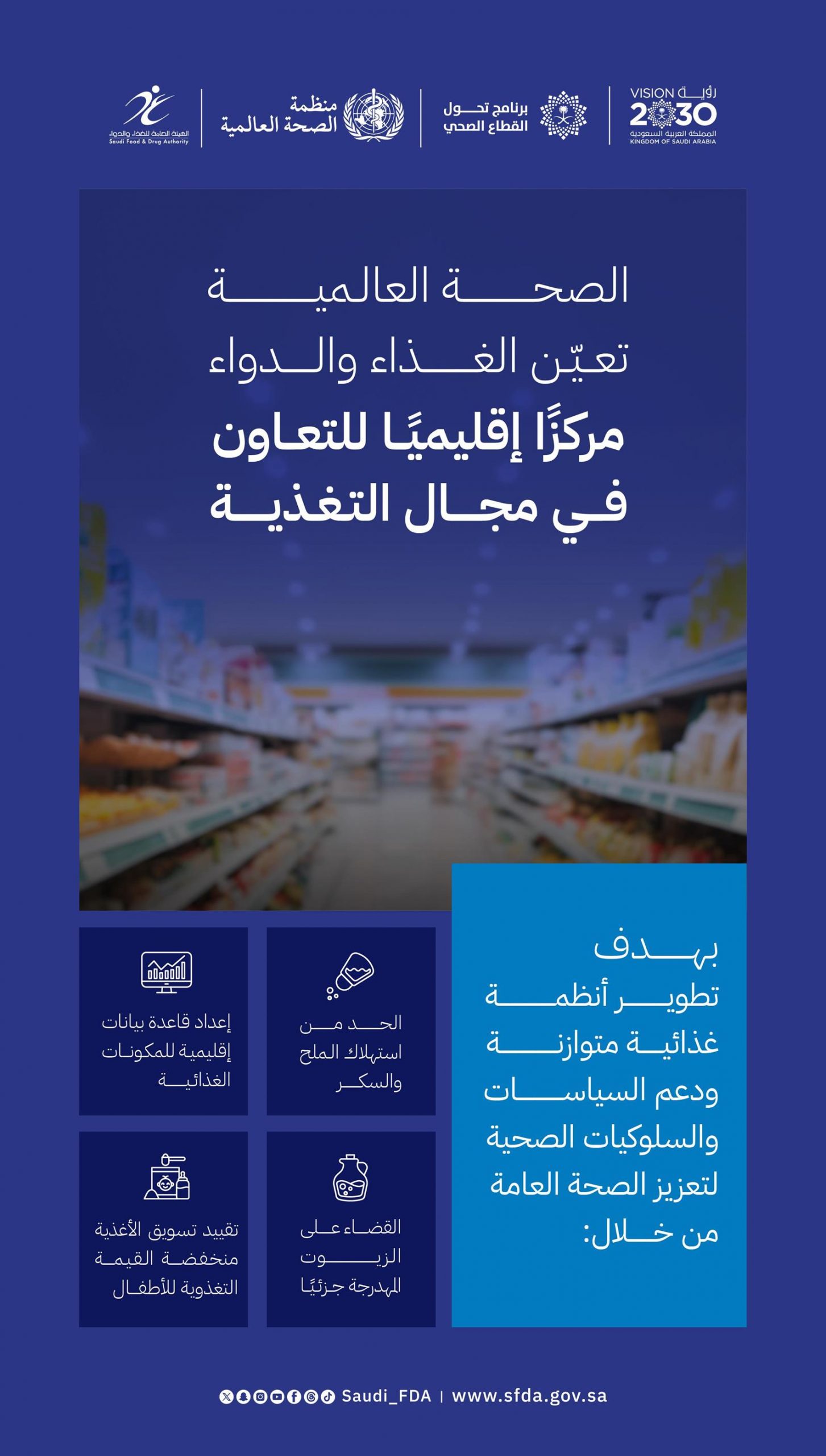 تعيين-“الغذاء-والدواء”-مركزًا-إقليميًا-للتعاون-في-مجال-التغذية-لدى-منظمة-الصحة-العالمية