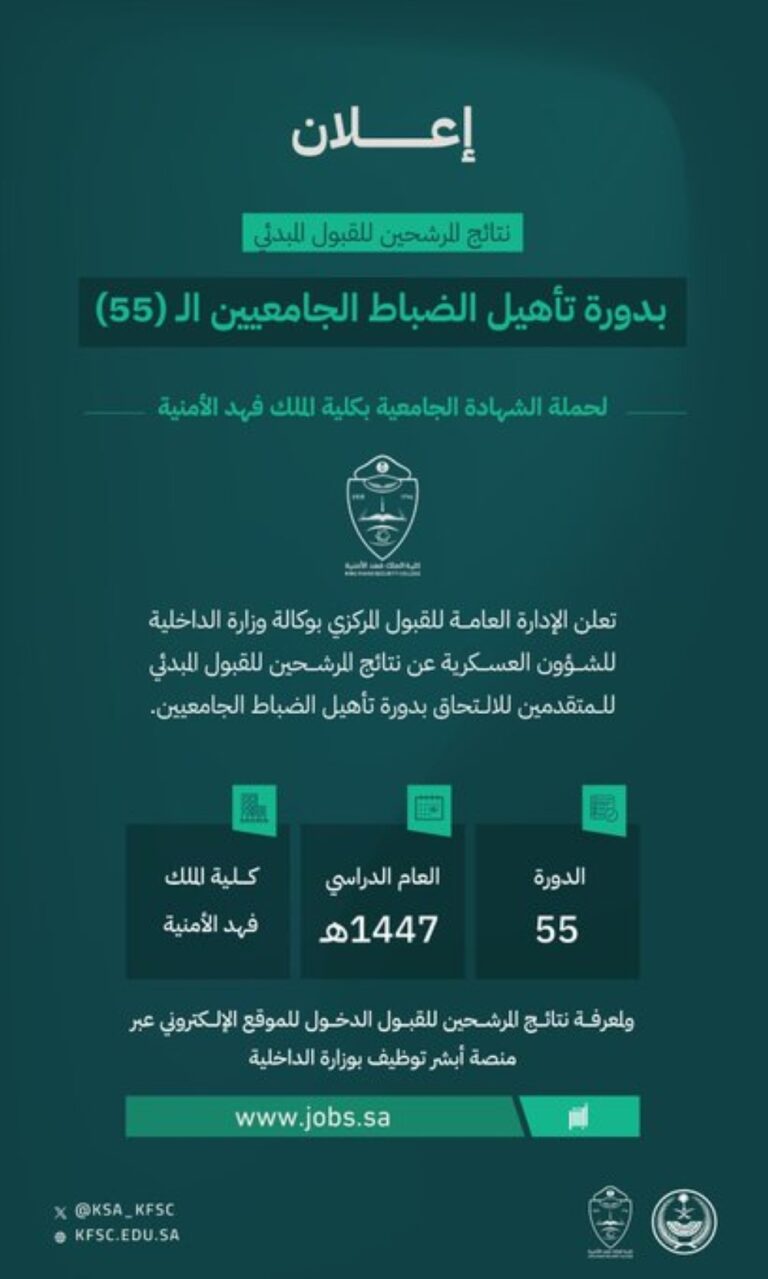 رابط-نتيجة-دورة-تأهيل-الضباط-الجامعيين-بكلية-الملك-فهد-الأمنية