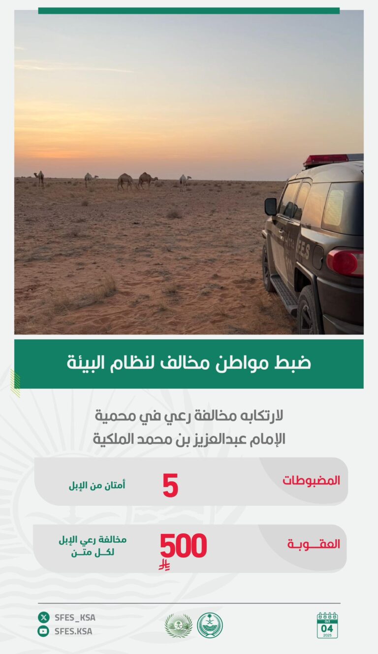 القبض-على-مواطن-لرعيه-الإبل-دون-تصريح-في-محمية-الإمام-عبدالعزيز-بن-محمد-الملكية
