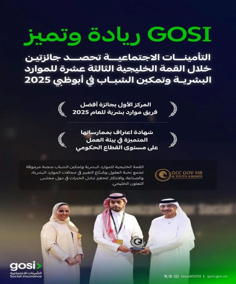 التأمينات-الاجتماعية-تحقق-المركز-الأول-بجائزة-أفضل-فريق-موارد-بشرية