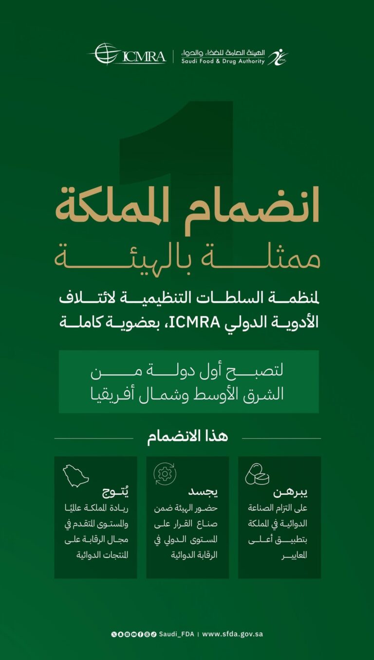 منظمة-السلطات-التنظيمية-لائتلاف-الأدوية-الدولي-(icmra)-تعلن-انضمام-المملكة-بعضوية-كاملة