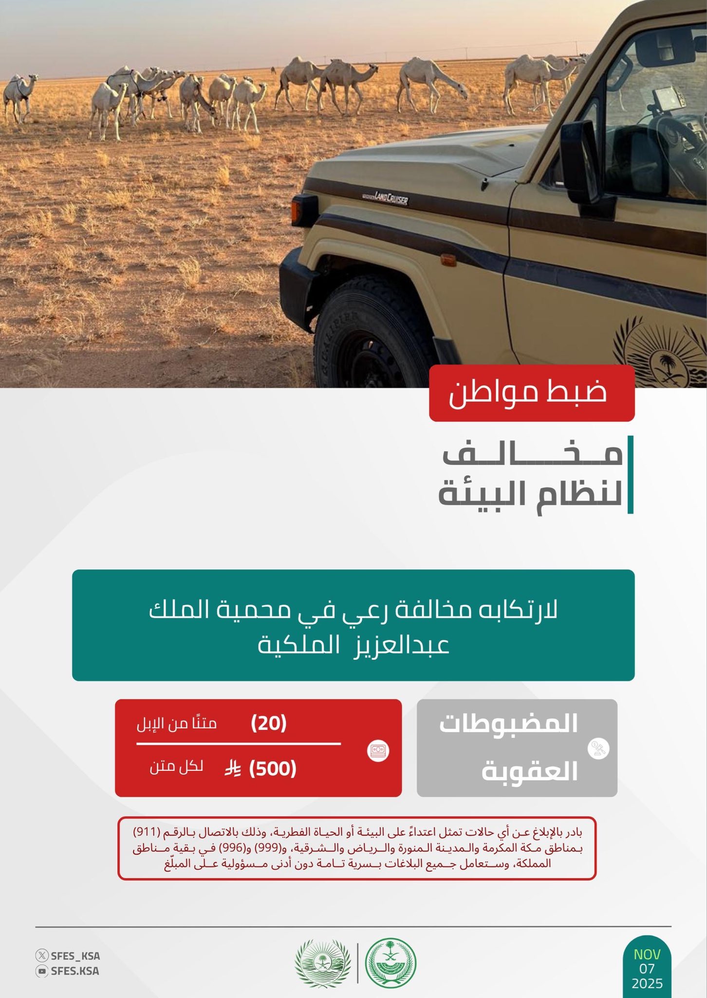 القبض-على-3-أشخاص-لمخالفتهم-الأنظمة-البيئية-بعدد-من-مناطق-المملكة