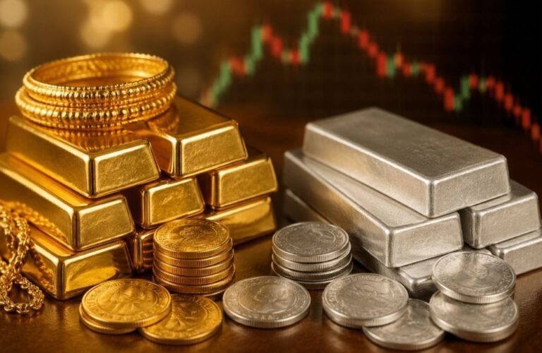 انخفاض-أسعار-الذهب-والفضة-عند-التسوية-مع-تفاقم-مخاوف-التضخم