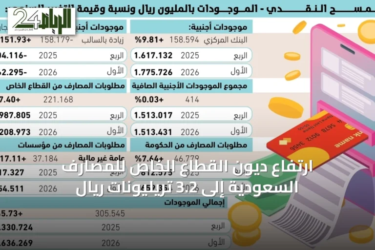ارتفاع ديون القطاع الخاص للمصارف السعودية إلى 3.2 تريليونات ريال