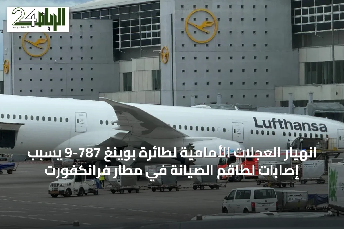انهيار العجلات الأمامية لطائرة بوينغ 787-9 يسبب إصابات لطاقم الصيانة في مطار فرانكفورت