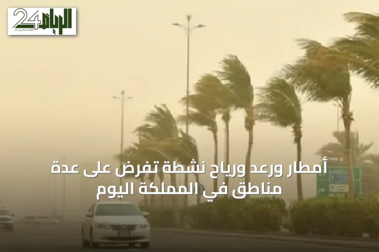 أمطار ورعد ورياح نشطة تُفرض على عدة مناطق في المملكة اليوم