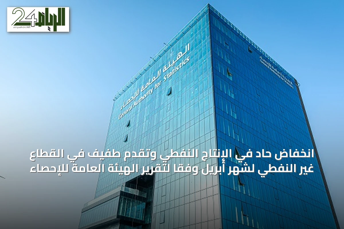 انخفاض حاد في الإنتاج النفطي وتقدم طفيف في القطاع غير النفطي لشهر أبريل وفقًا لتقرير الهيئة العامة للإحصاء