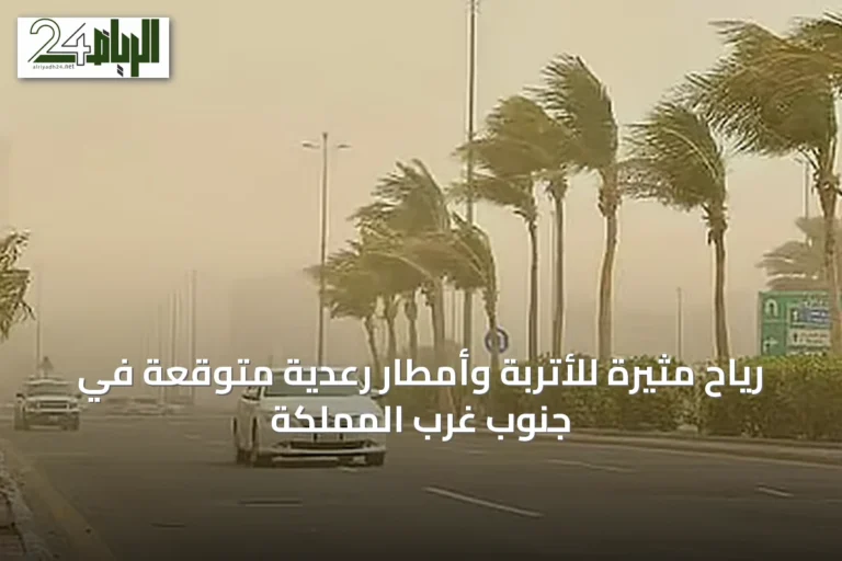 رياح مثيرة للأتربة وأمطار رعدية متوقعة في جنوب غرب المملكة