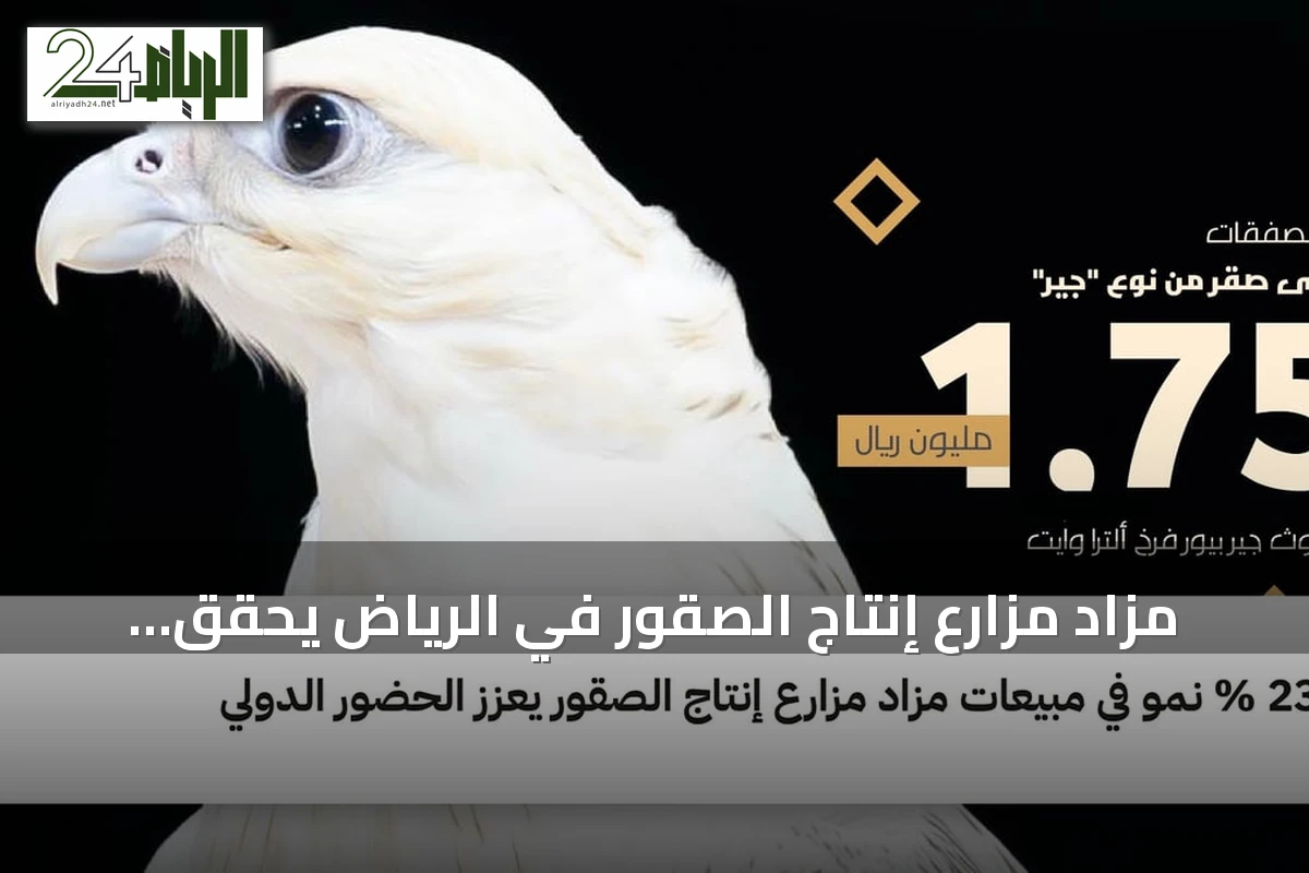 مزاد مزارع إنتاج الصقور في الرياض يحقق نمواً بنسبة 23% ويعزز حضوره الدولي