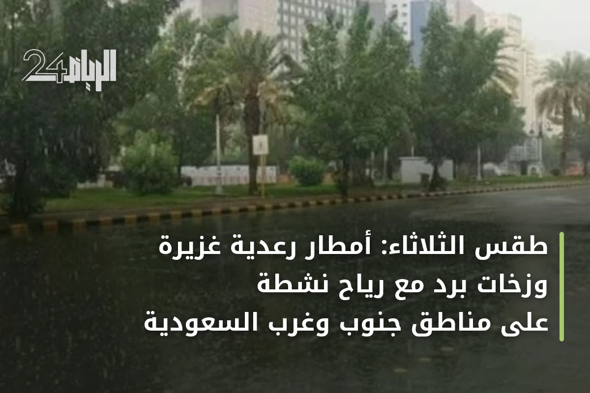 طقس الثلاثاء: أمطار رعدية غزيرة وزخات برد مع رياح نشطة على مناطق جنوب وغرب السعودية