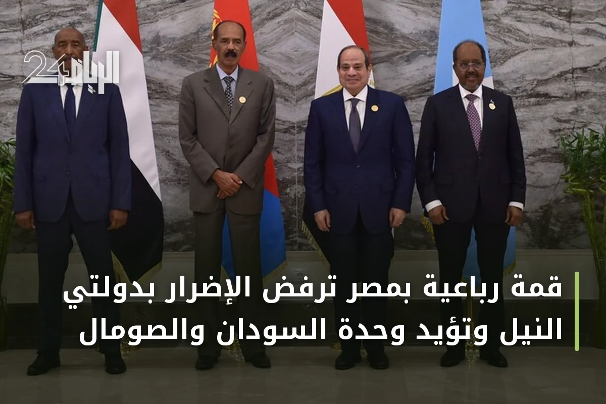 قمة رباعية بمصر ترفض الإضرار بدولتي النيل وتؤيد وحدة السودان والصومال