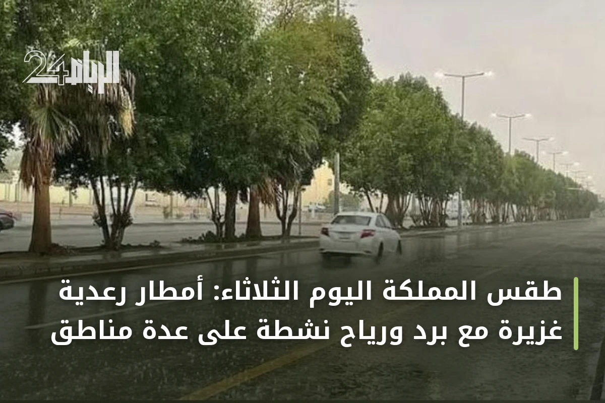 طقس المملكة اليوم الثلاثاء: أمطار رعدية غزيرة مع برد ورياح نشطة على عدة مناطق