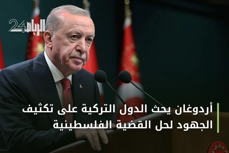 أردوغان يحث الدول التركية على تكثيف الجهود لحل القضية الفلسطينية